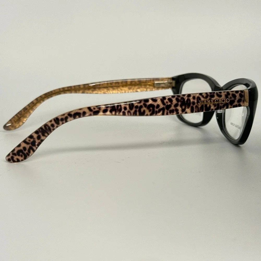 Jimmy Choo JC‎ 82 8T4 140 Black Leopard Print Eyeglass Frames Hand Made Acetate